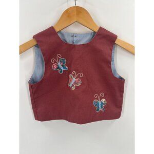 Vintage Chocolate Soup Girls Size 8 Brown Red Butterfly Applique Top